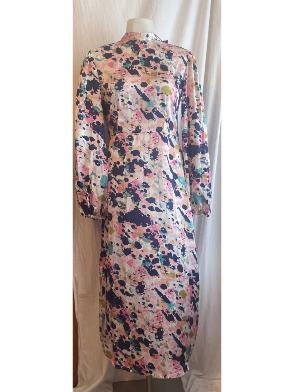 Boohoo Abstract Floral Print Long Sleeve Midi Dress Size 4